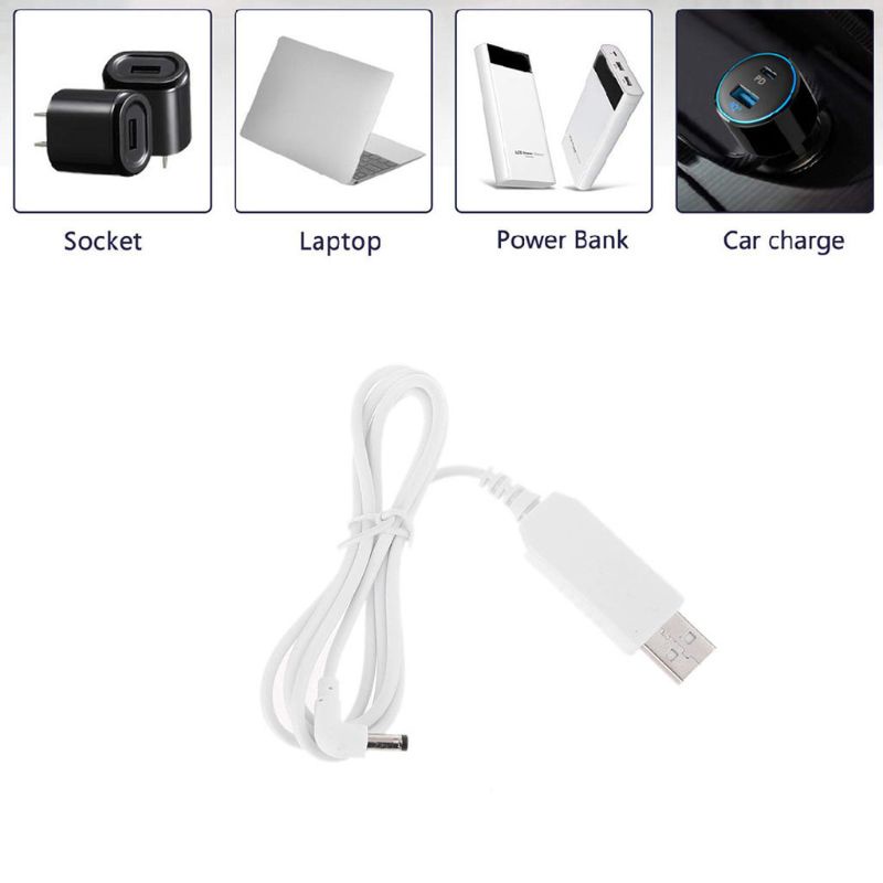 Dây kết nối USB màu trắng gập 90 độ chân cắm 5.5x2.1mm 5V đến 12V dùng cho đầu phát wifi loa bluetooth và đèn LED | BigBuy360 - bigbuy360.vn