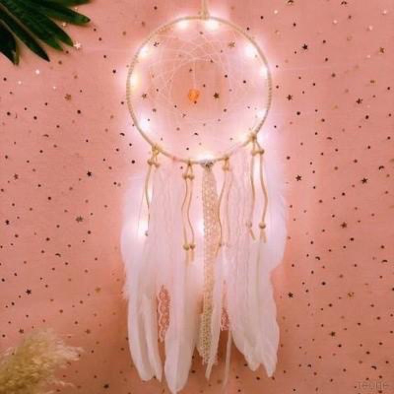 Chuông gió lưới bắt giấc mơ phối lông vũ nhiều màu tuyệt đẹp treo trang trí