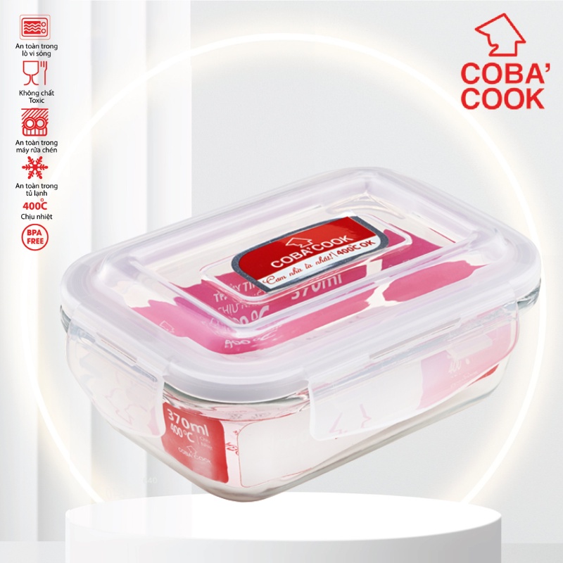 Hộp Thủy Tinh Bảo Quản Thực Phẩm Chịu Nhiệt COBACOOK Hình Chữ Nhật- CBHL370XA