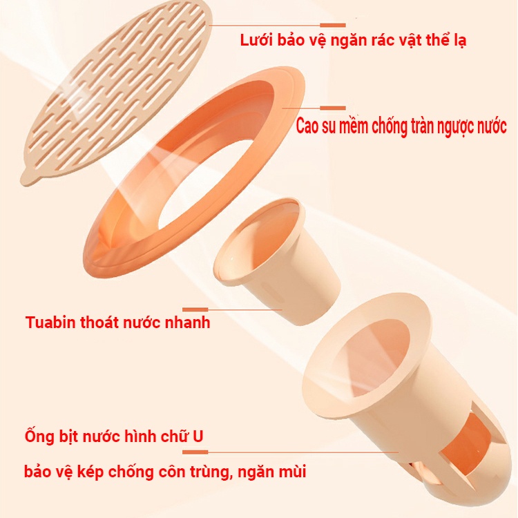 Bộ thoát sàn chống trào ngược nước, ngăn mùi hôi, chống côn trùng
