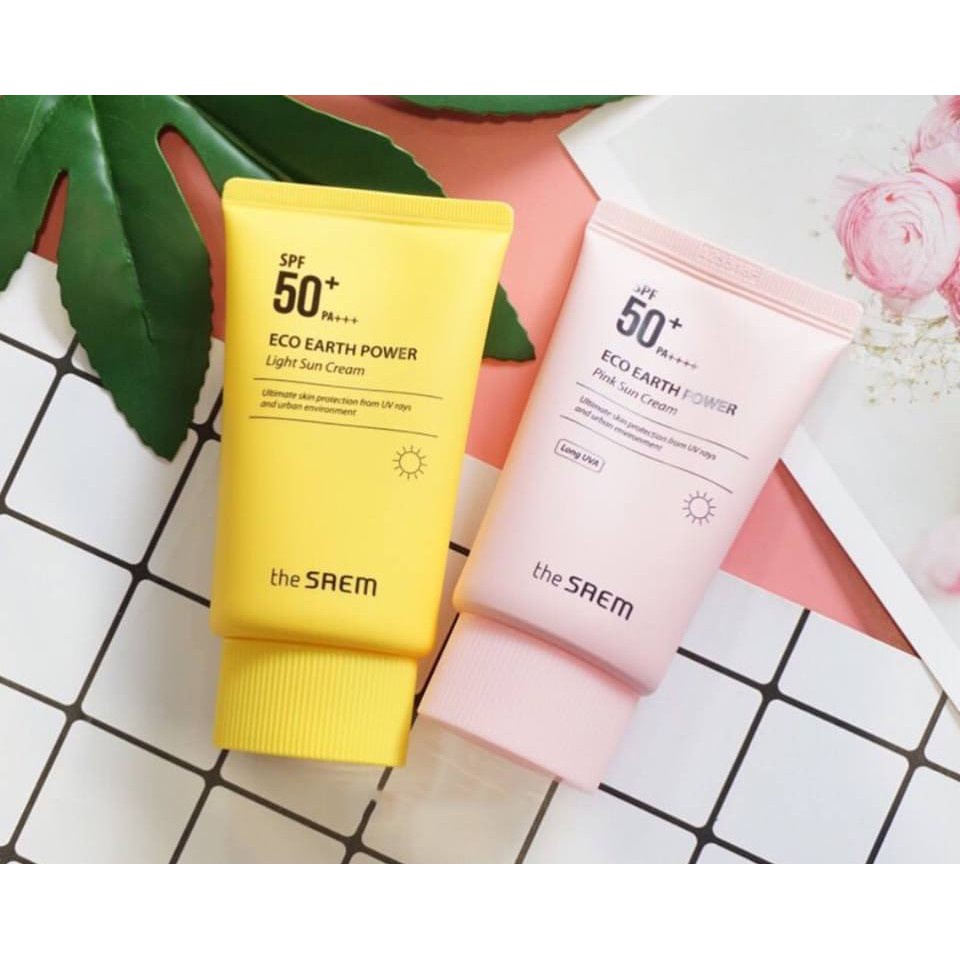 [CHÍNH HÃNG] Kem Chống Nắng THE SAEM ECO EARTH POWER PINK SUN CREAM (SPF 50+/PA)++++ | BigBuy360 - bigbuy360.vn