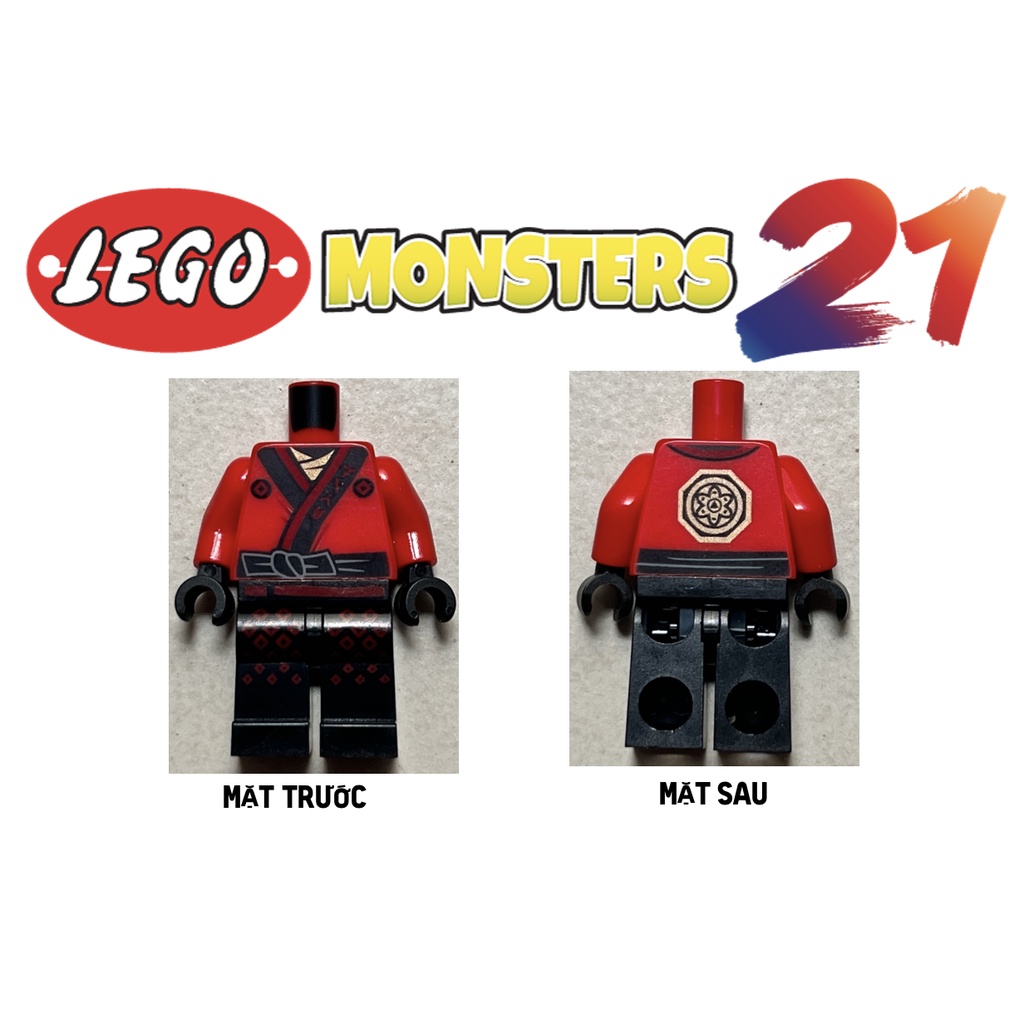 -Lego chính hãng, Áo choàng và chân Nhân vật Châu Á Đen Sash và Biểu tượng vàng-ID 973pb2783c01