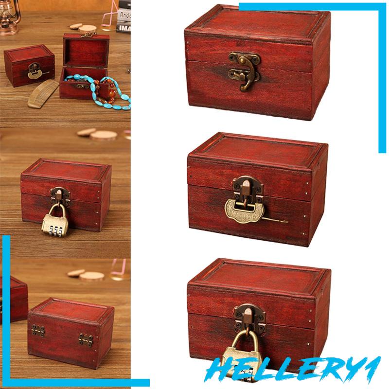 [Hellery1] Hộp Đựng Trang Sức Bằng Gỗ Phong Cách Vintage