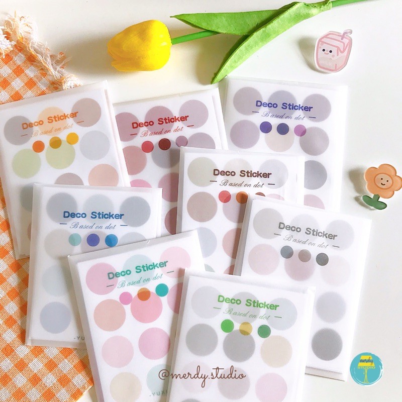 Set 10 tấm sticker tròn 168 miếng dán trang trí theo tone màu