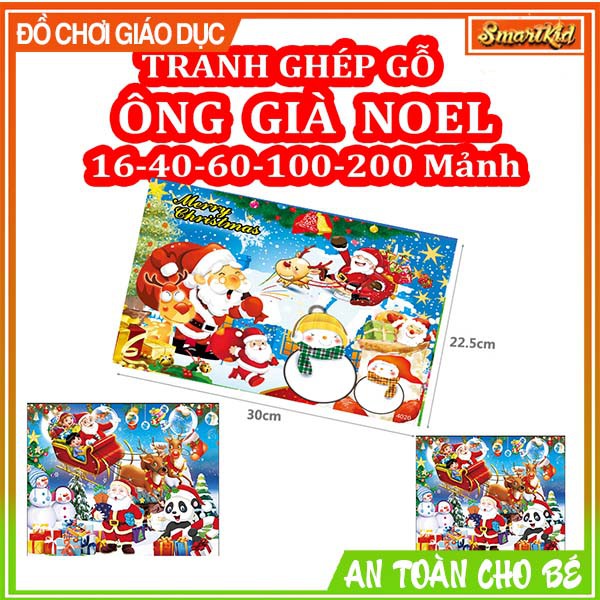 Tranh Xếp Hình Ông Già Noel 16 40 60 100 200 Mảnh Bằng Gỗ Ghép Hình