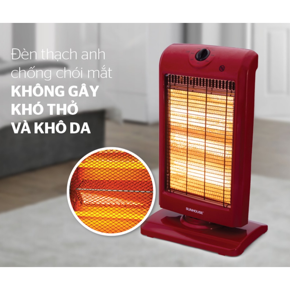 Đèn Sưởi Sunhouse SHD 7016 Công Nghệ Holagen 3 Bóng Cao Cấp- Máy Sưởi Ấm Phòng Ngủ, Quạt Sưởi Mini- Hàng Chính Hãng