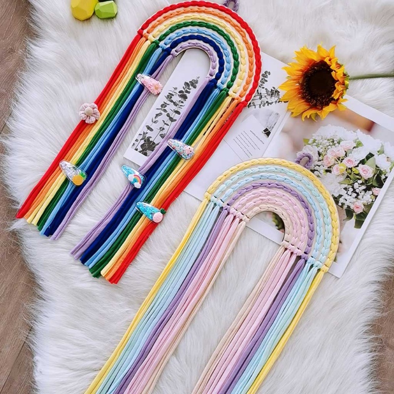 Phụ Kiện Kẹp Tóc / Dây Buộc Tóc / Nơ Màu Cầu Vồng Treo Tường Trang Trí Dành Cho Bạn Gái Hol
