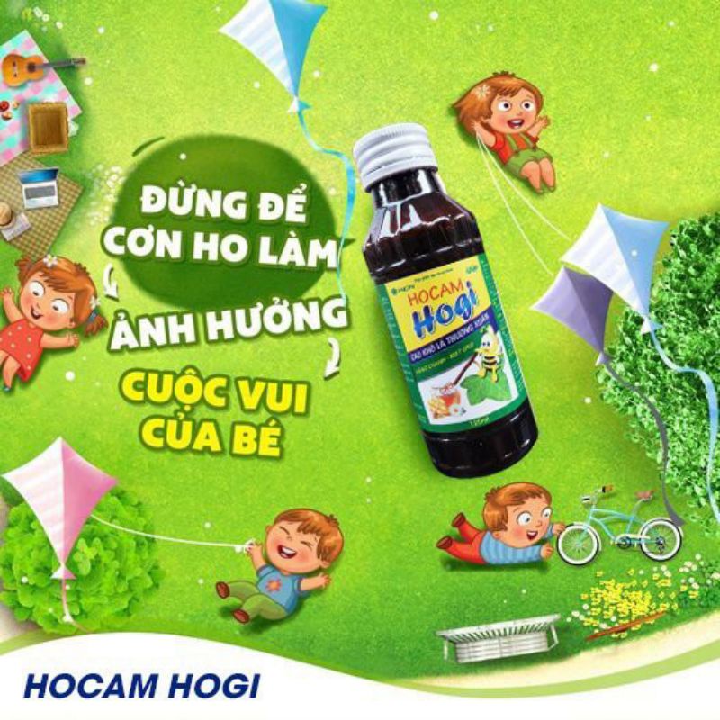 Siro HOCAM Hogi Lá thường xuân húng chanh Chai 120ml giảm ho, giảm tiết đờm tăng đề kháng