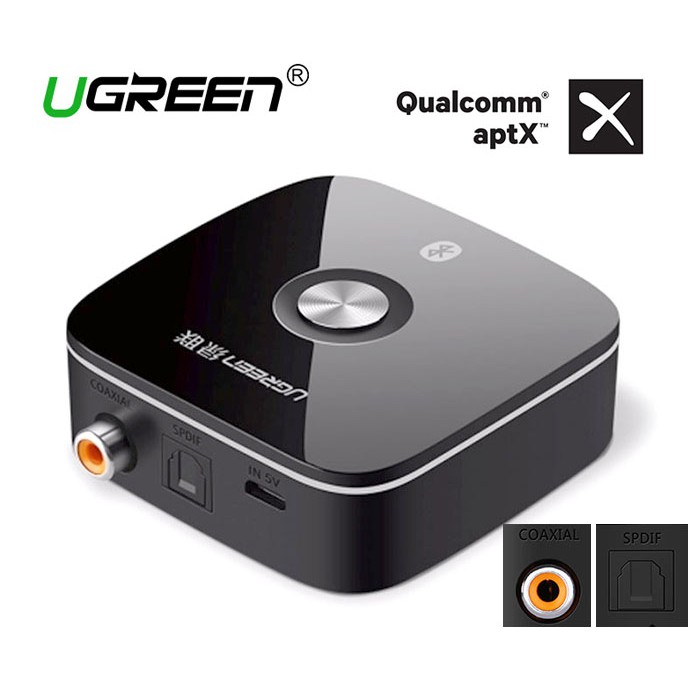 Bộ nhận Bluetooth 5.0 Cao Cấp UGREEN 40855 (Music Receiver cổng Optical+Coaxial APTX,SPDIF) CM111 Chính Hãng