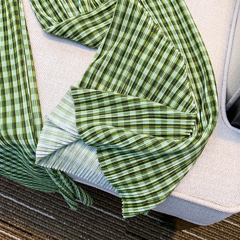 Quần Âu Kiểm Tra 188296 Quần Dài Ống Rộng Lưng Cao Phong Cách Retro Thời Trang