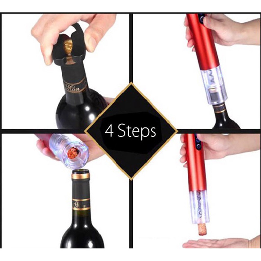 ⚡️𝗕𝗛 𝟭𝟮 𝗧𝗛𝗔́𝗡𝗚⚡️ Mở Rượu Vang Tự Động ⚡️ Tặng kèm đồ cắt - hút chân không - dụng cụ mở và phễu rót rượu