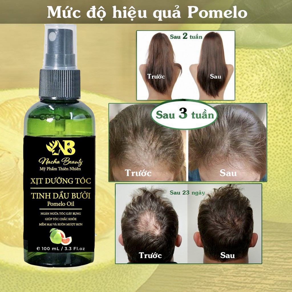 BỘ 2 CHAI Tinh dầu bưởi dưỡng tóc dạng xịt Pomelo Nacha Beauty 100ml , tặng khẩu trang