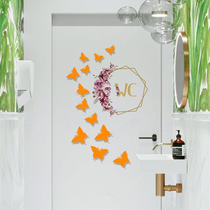 Miếng Dán Tường Dạ Quang Hình Hoa Và Bướm DIY