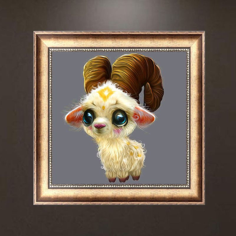 Bộ tranh đính đá 5D tự làm DIY hình chú dê dễ thương trang trí nhà sáng tạo