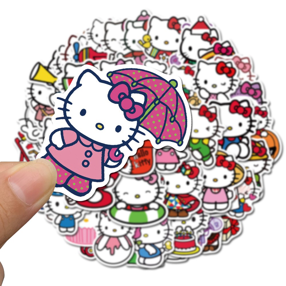 Bộ 50 Miếng Dán Hoạt Hình Hello Kitty Dễ Thương