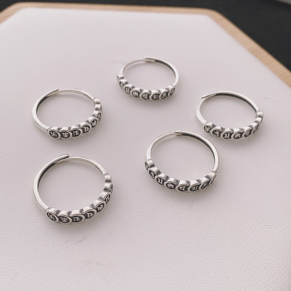 Nhẫn bạc 925 khắc chú bình an