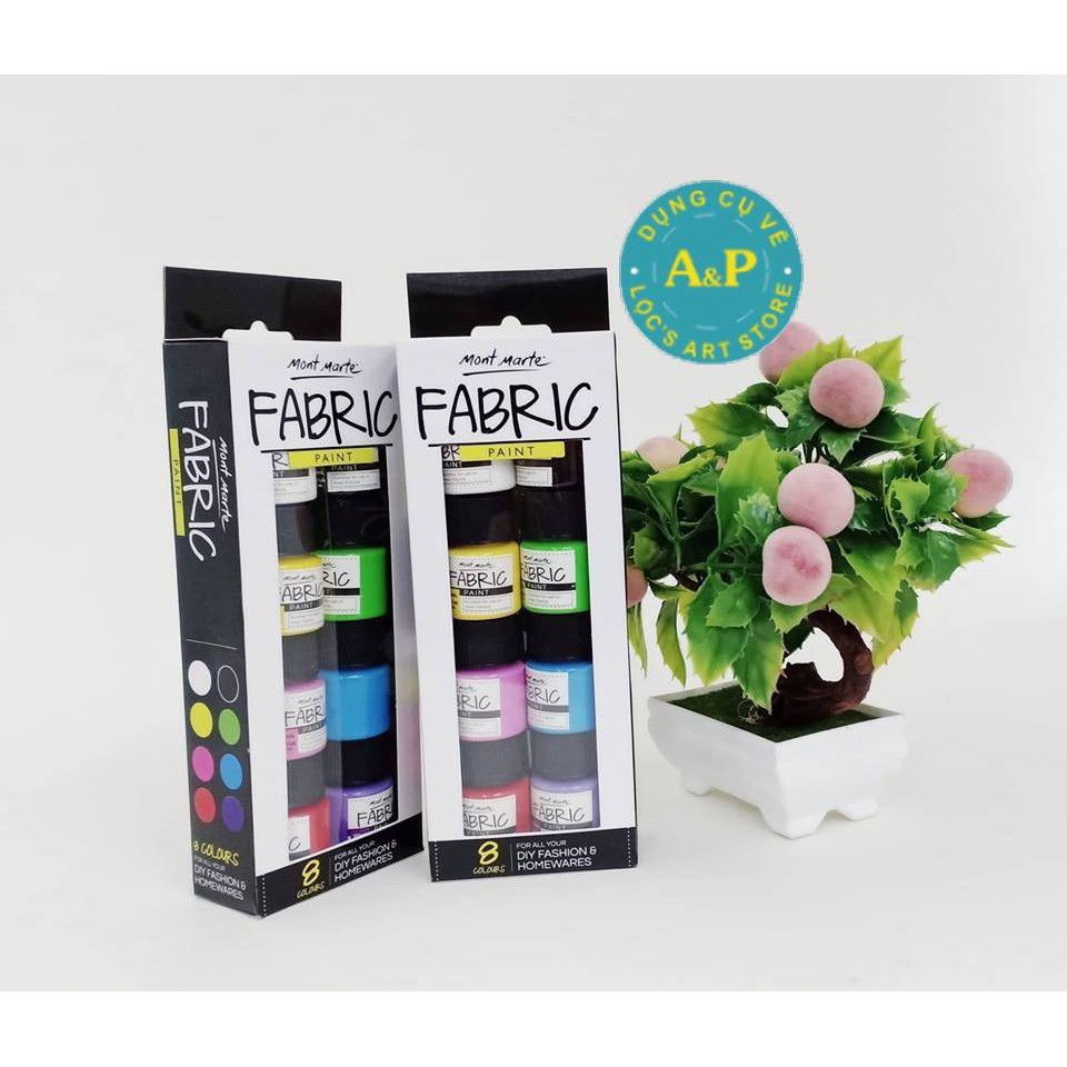 [Lộc'art Store]Màu vẽ vải Mont Marte bộ 20ml x 8 màu Fabric Paint