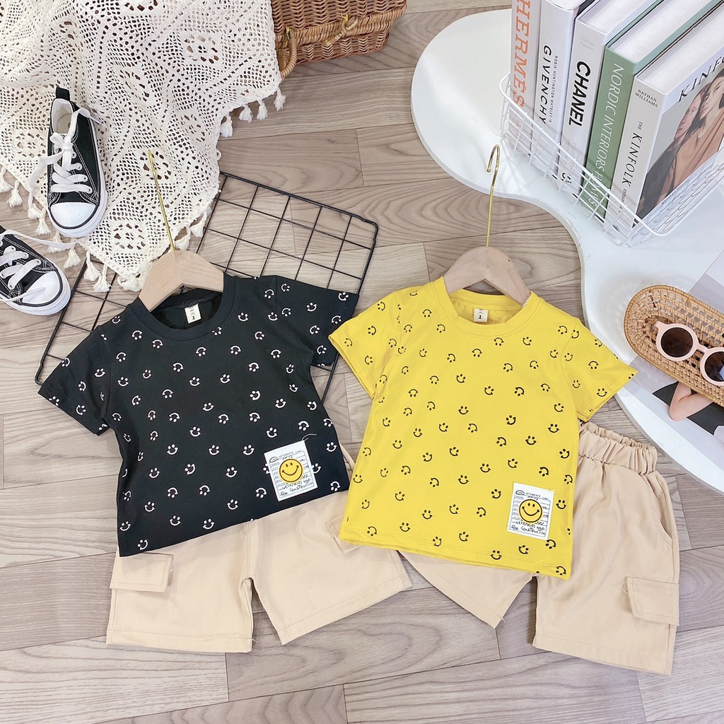 Set bé trai hàn quốc, Set quần kaki phối áo thun cotton tàu nhiều mẫu cho bé hàng chuẩn xịn