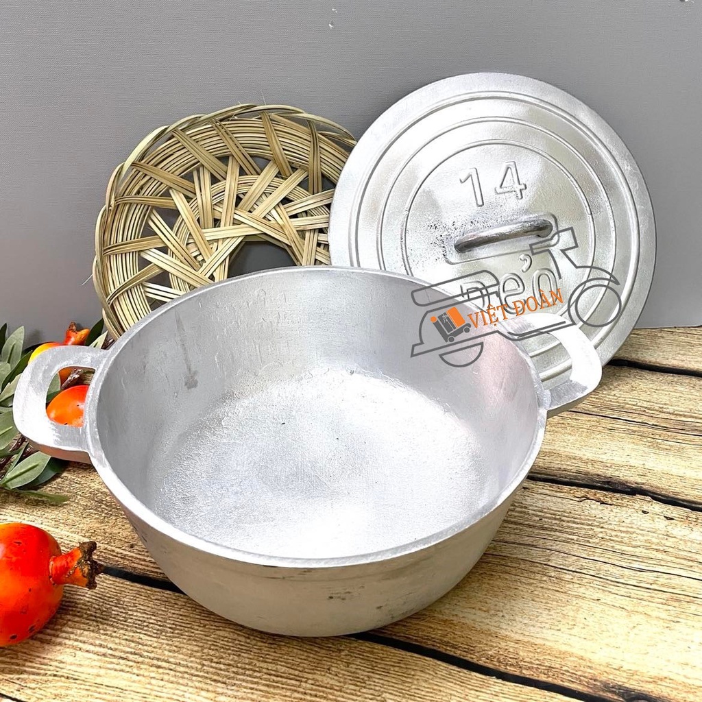 Bộ 3 NỒI GANG ĐÚC Nguyên khối NẮP THẲNG kèm RẾ- SIÊU ĐẸP - Nồi dày nấu cơm siêu ngon, tạo cơm cháy giòn rụm