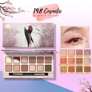 Bảng phấn mắt 12 màu perfect diary red-crowned crane 14g kèm cọ trang điểm