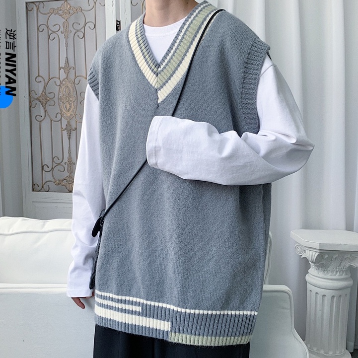 Áo gile nam form rộng Hàn Quốc, áo len nam oversize thời trang Unisex