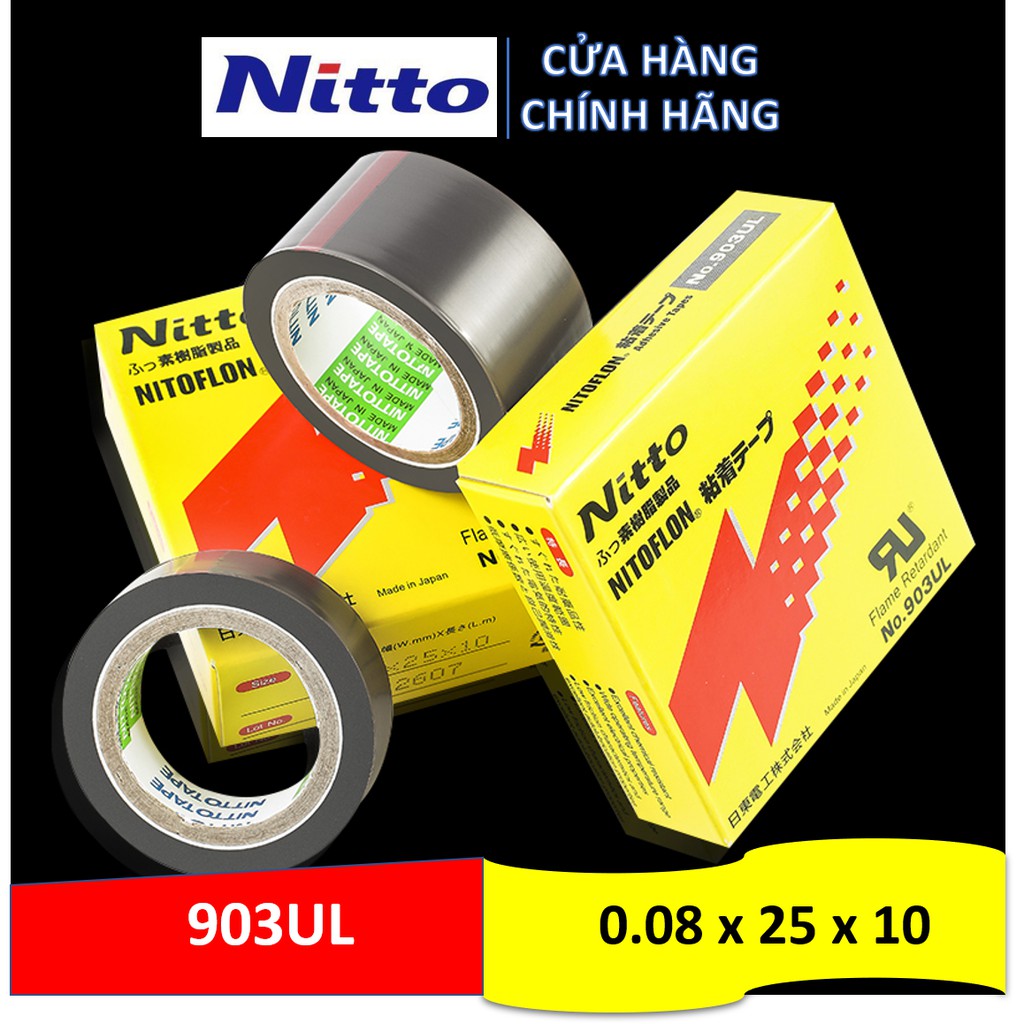 NITTO DENKO 903UL NHẬT BẢN 0.08 x 25 x 10 băng keo chịu nhiệt độ cao, băng keo chống mài mòn , máy hàn kín chịu nhiệt