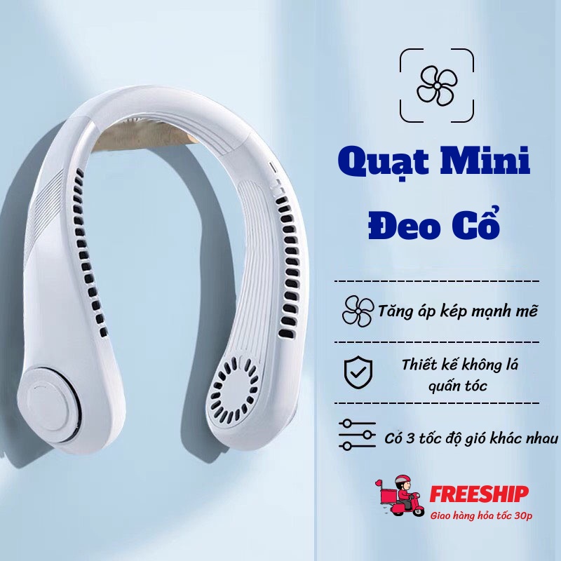 Quạt Mini Đeo Cổ Thông Minh Không Cánh Tốc Độ Mạnh Thổi 360 Độ Titan Store