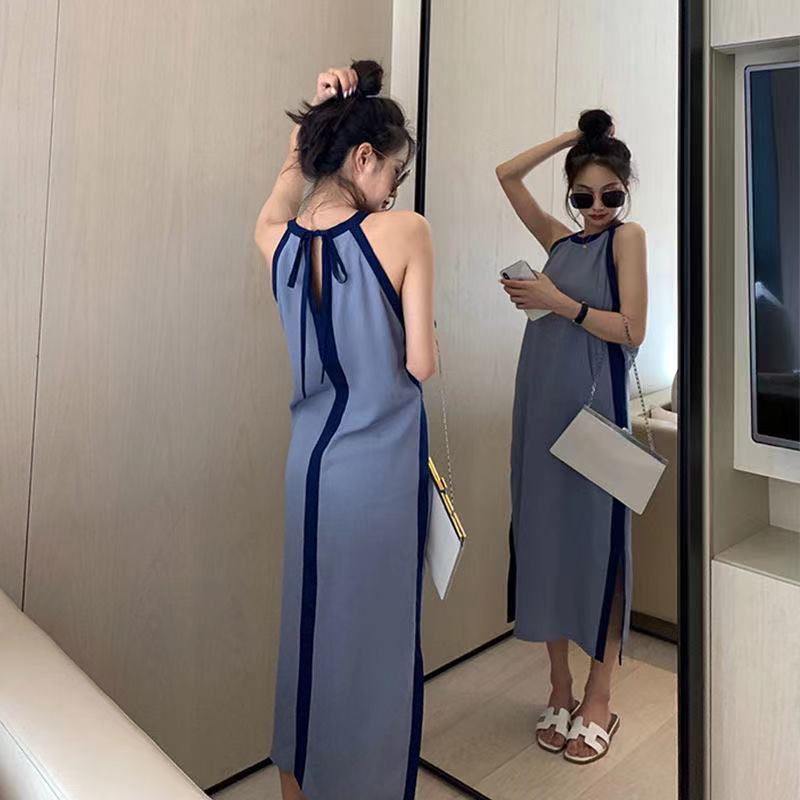 Đầm dài qua gối sát nách dáng rộng thiết kế hở vai thời trang mùa hè cho nữ