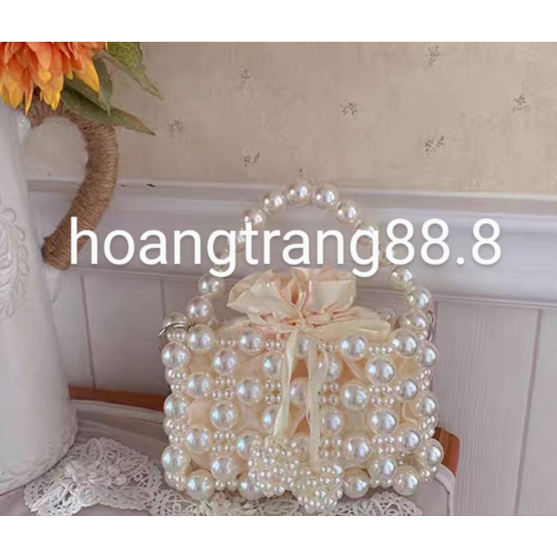 Túi xách tay, đeo chéo kết hạt cườm ngọc trai handmade rạng ngời xinh tươi