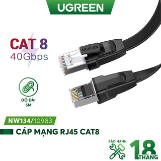 Dây cáp mạng RJ45 Cat8 dẹt 5met Ugreen 10983 Chính Hãng NW134 (Tốc độ 40Gbps-2000MHz)