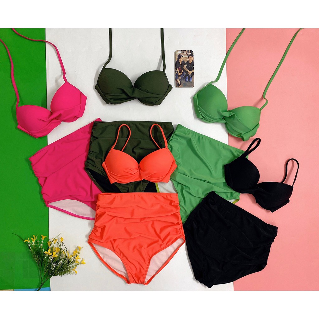 Bikini 2 mảnh áo gọng xoắn ngực quần nhúm hồng cánh sen mặc đi biển đẹp (ảnh thật 100%) | BigBuy360 - bigbuy360.vn