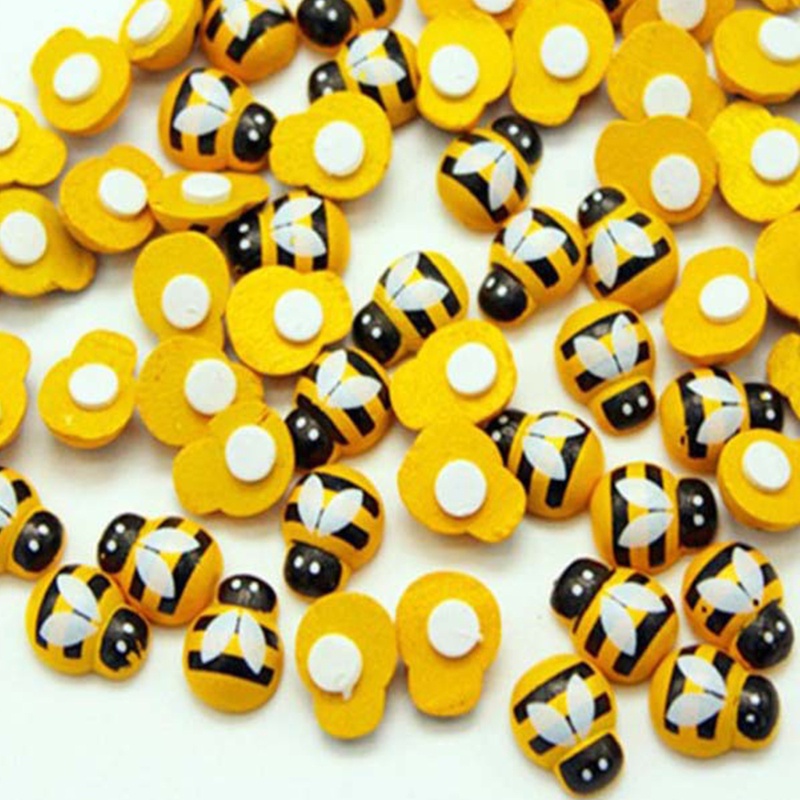 Set 100 Miếng Gỗ Hình Con Ong Dán Tường DIY Trang Trí Nội Thất