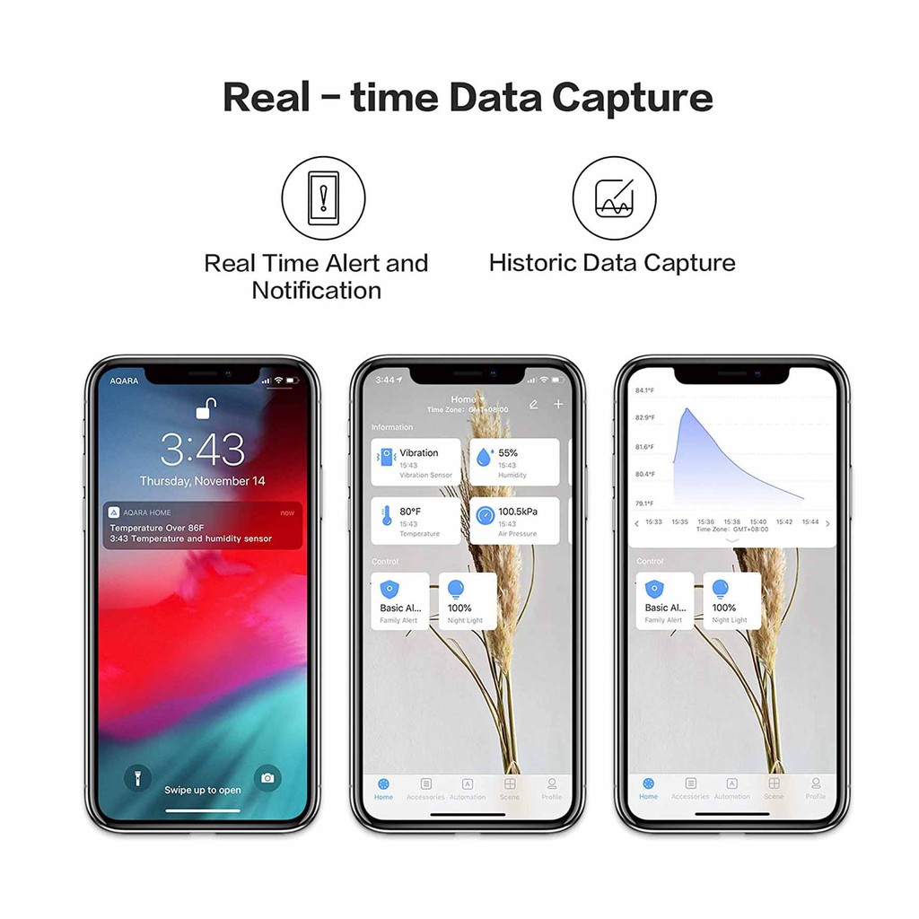 Cảm biến nhiệt độ và độ ẩm Aqara - thông báo qua ứng dụng, tương thích Apple HomeKit và MiHome
