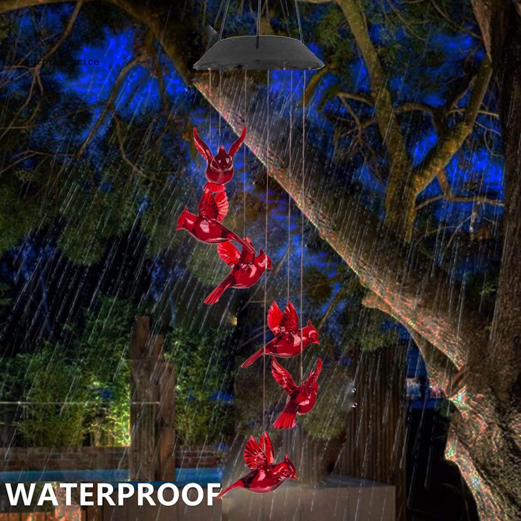 Chuông Gió Có Đèn LED Năng Lượng Mặt Trời Hình Chú Chim Độc Đáo Trang Trí Nhà Cửa / SPA