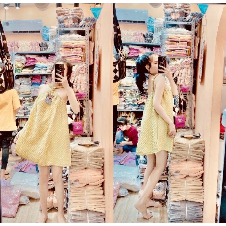 Đầm Babydoll dây chéo cổ chất vải Xốp dày dặn, xịn sò cam kết hàng y hình