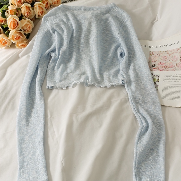 Áo khoác cardigan XIAOZHAINV dệt kim mỏng tay dài thắt nơ kiểu Pháp 6 màu lựa chọn cho nữ