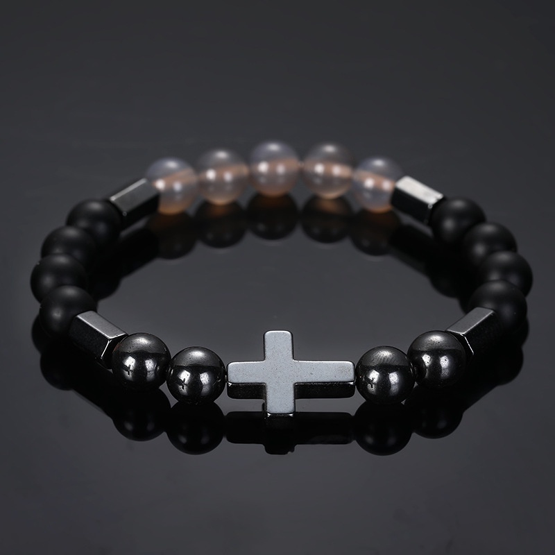 Vòng đeo tay RINHOO chuỗi hạt đá mã não thời trang dành cho nam và nữ