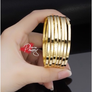 Bộ 7 chiếc vòng ximen trơn bản vuông mạ vàng 18k