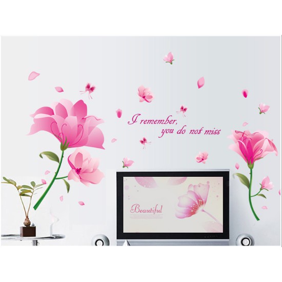 Decal trang trí Hoa LY hồng cánh to