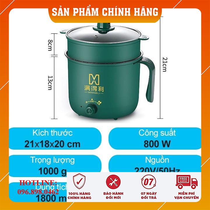 [CHÍNH HÃNG-FREESHIP] Nồi Điện Đa Năng Cao Cấp, Nồi Lẩu Điện Mini Nồi Cơm Điện Mini Đa Năng, Ca Nấu Mì Chống Dính 1.8L