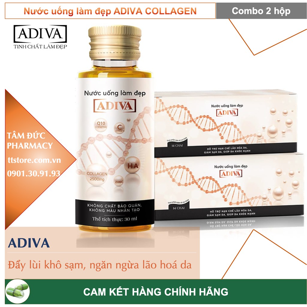 [COMBO 2 HỘP] ADIVA COLLAGEN - Nước uống colagen Adiva làm đẹp da [Hộp 14 chai]