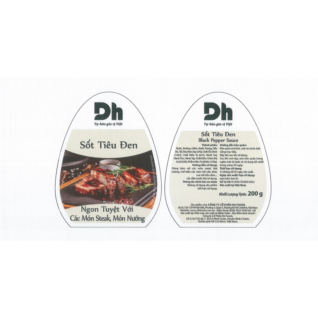 Sốt tiêu đen Dh Foods gia vị chế biến thịt nướng, hải sản lọ 200gr