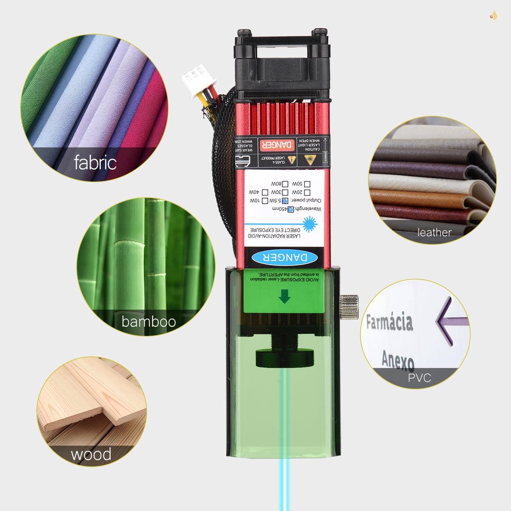 Mô Đun Laser 450nm 5.5W Với Vỏ Bảo Vệ Có Thể Điều Chỉnh Độ Dài Tốc Độ Cao Cho Máy In 3D CNC