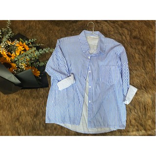 Áo sơ mi kẻ xanh cổ đức
