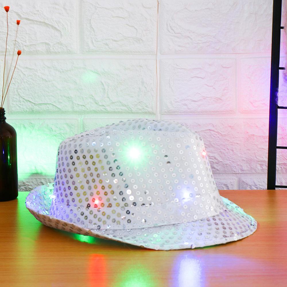 Mũ Fedora Đính Đèn Led Phát Sáng Dành Cho Biểu Diễn Nhảy Nhạc Jazz