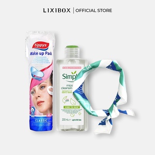 Combo Nước Tẩy Trang Simple, Khăn Vuông Bandana, Bông Tẩy Trang Tippy's