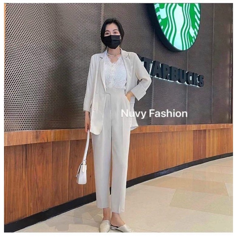 Quần Baggy Nữ Khuy Lệch Lưng Cao Hack Dáng Thun Baggy Phong Cách Hàn Quốc Thanh Lịch