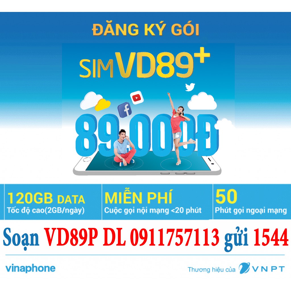 Sim Vinaphone VD89Plus - Tài khoản 100.000đ