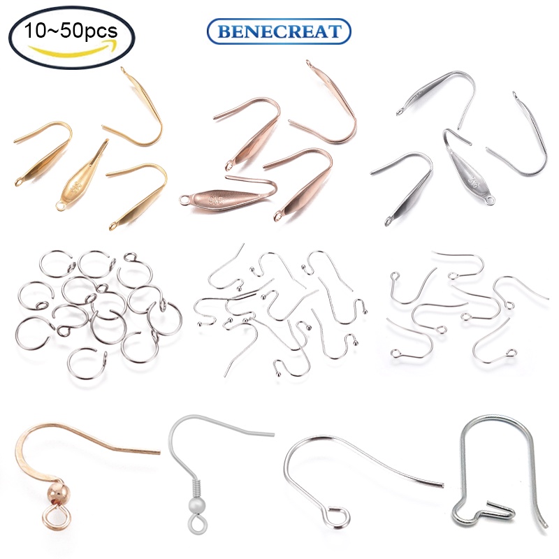 10-50 Móc bông tai BENECREAT bằng thép không gỉ 316 nhiều màu thời trang
