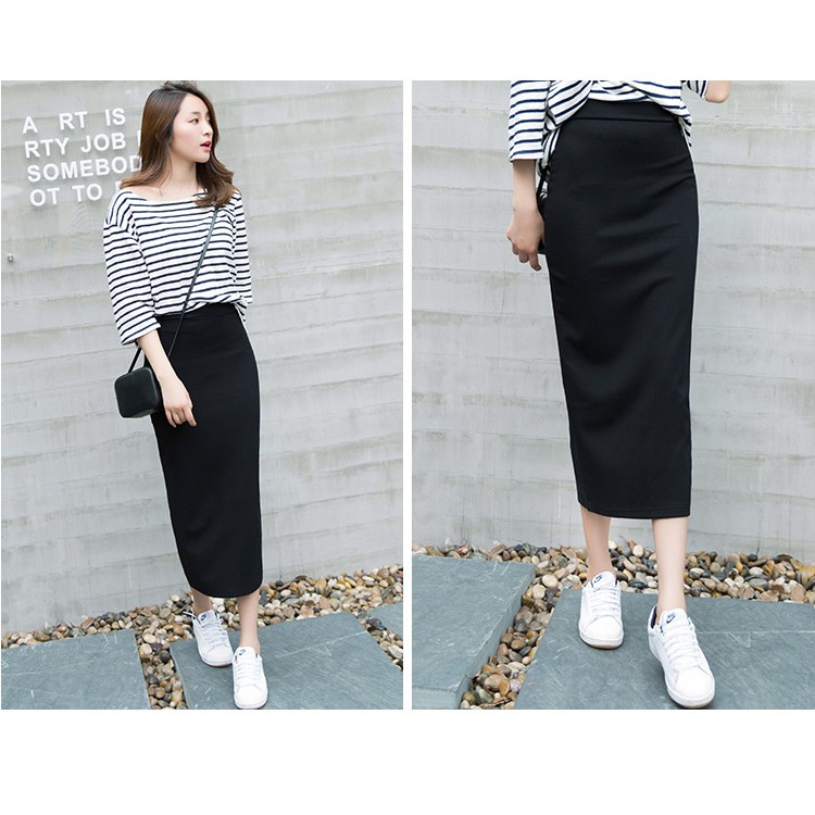 [Có sẵn] Chân Váy Ôm Chữ A Dáng Dài Lưng Cao Xẻ Tà Phong Cách Retro Hàn Quốc Dễ Phối Đồ Cực Xinh Dành Cho Nữ | BigBuy360 - bigbuy360.vn